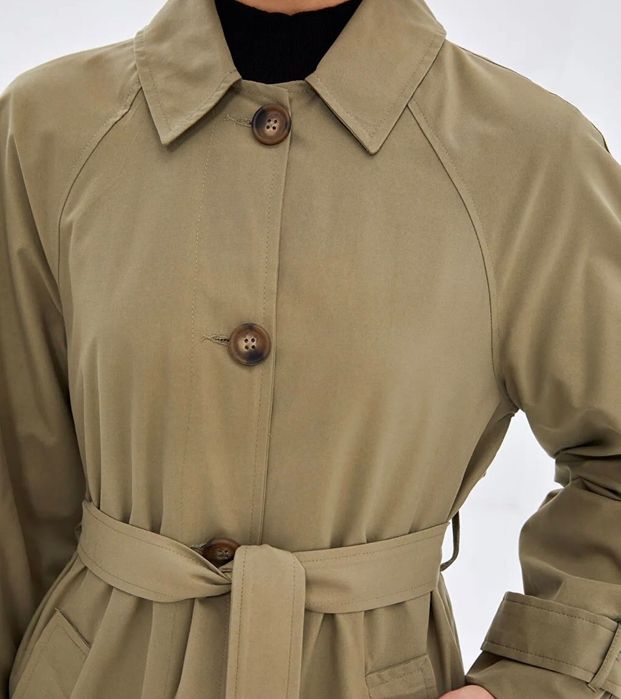 Жіночий тренч LCW Vision з коміром-стійкою олива (38 р.)