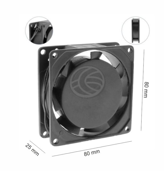 Ventiladores metal 220V - 80x80 e 120x120 mm (ventoinhas)