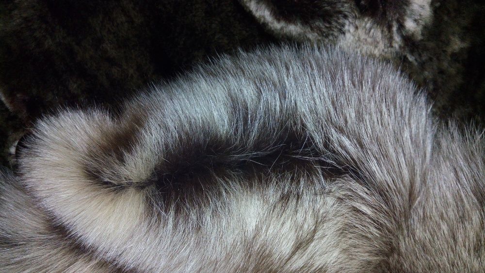 шуба овчина мутон воротник песец размер М