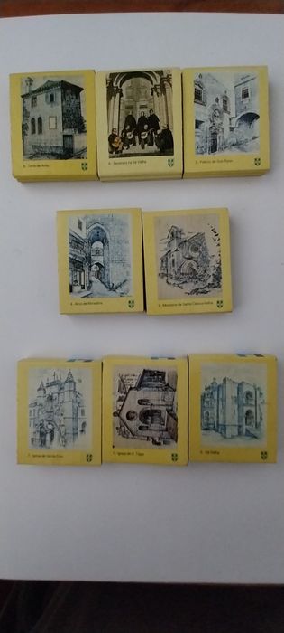 Conjunto 8 caixa fosforos gravuras Lisboa