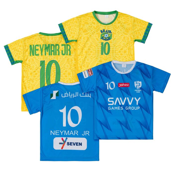 Koszulki piłkarskie dziecięce Brazylia + Al Hilal Neymar Jr. rozm. 110