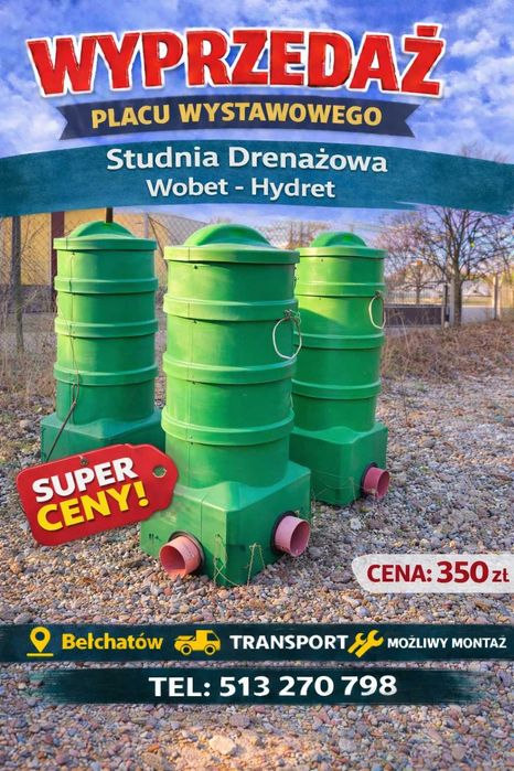 WYYPRZEDAŻ Studnia Drenażowa SR-3, H-1m HDPER (pusta) Wobet-Hydret