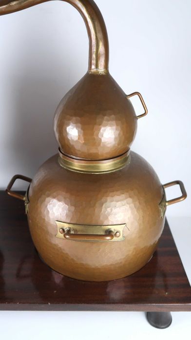 Alambique antigo em cobre 5 lt com suporte