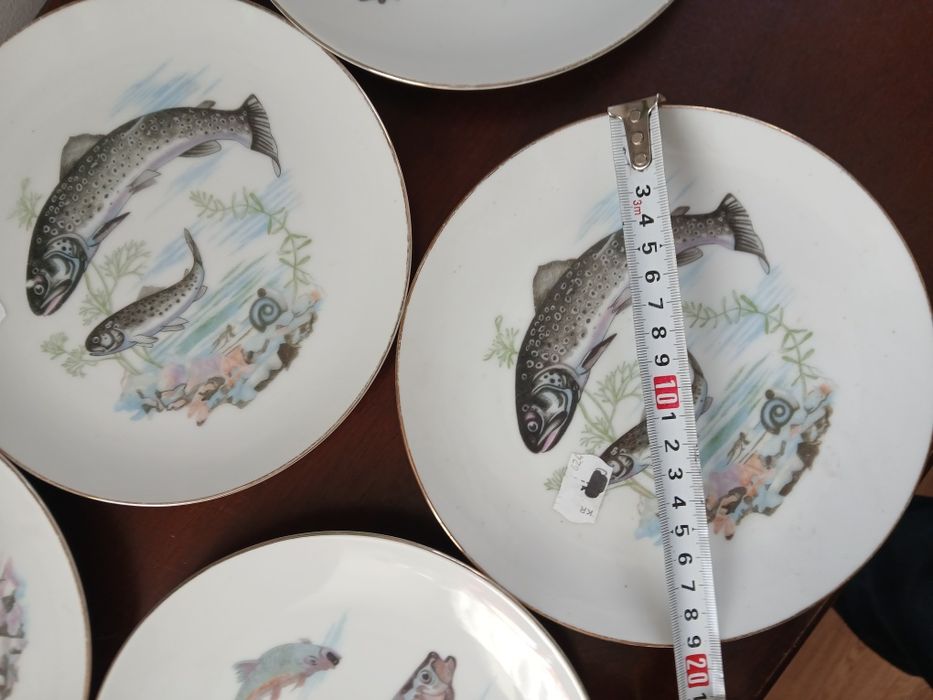 Japońska porcelana talerze z rybkami ryby 5 sztuk
