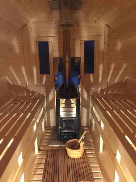 Sauna Beczka Gorąca Balia Sauna Ogrodowa Typu Premium Wyposażona