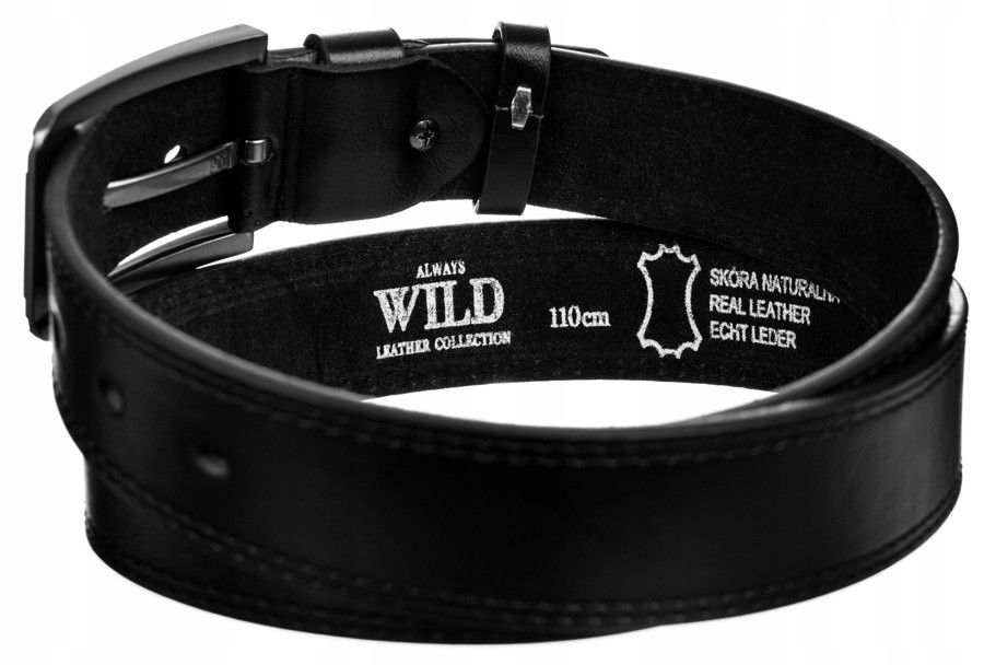 skórzany pasek męski z klasyczną klamrą - always wild