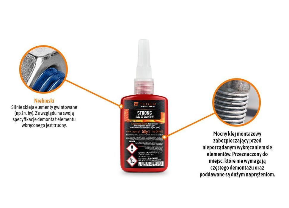 Klej do gwintów MEDIUM - niebieski 50g / TEGER