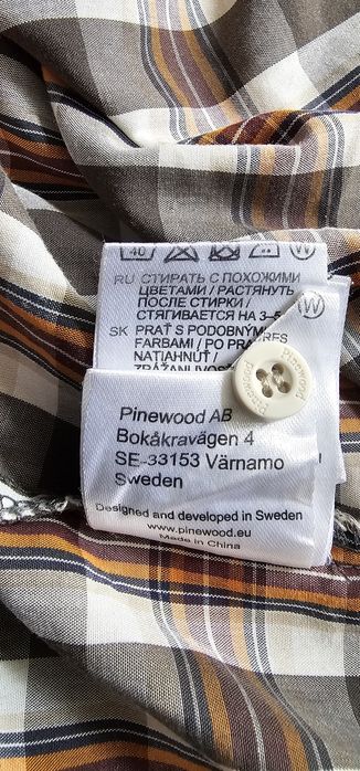 Pinewood męska koszula w kratę rozmiar L krótki rękaw