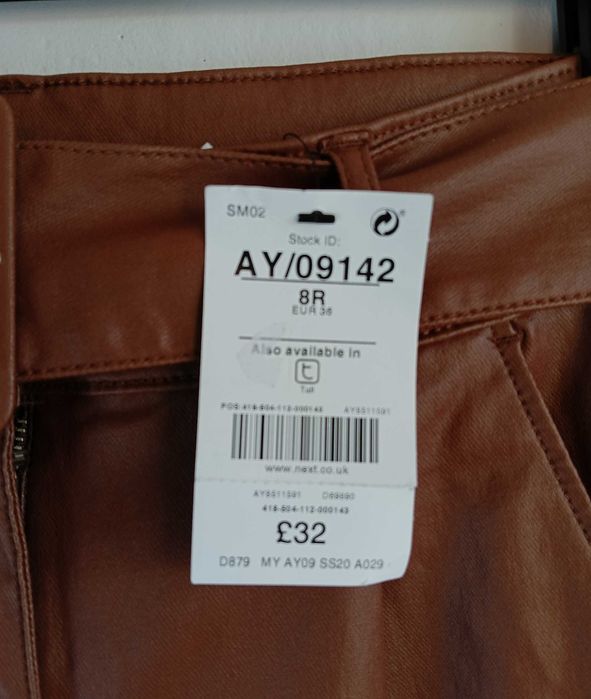 Brązowe spodnie z wysokim stanem i paskiem | Rozmiar 8R / EUR 36