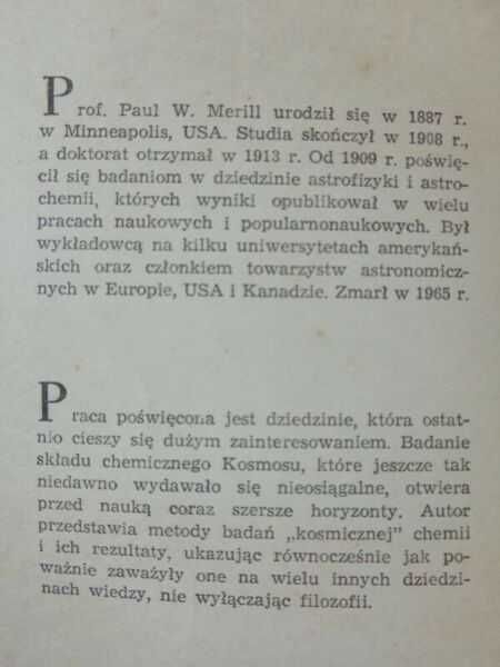 Chemia Kosmosu Paul W. Merrill