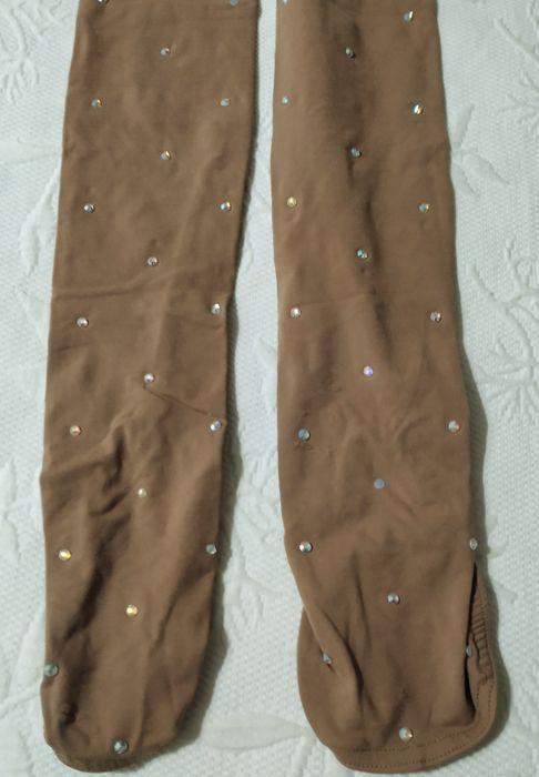 Patinagem Artística collants bege com brilhantes