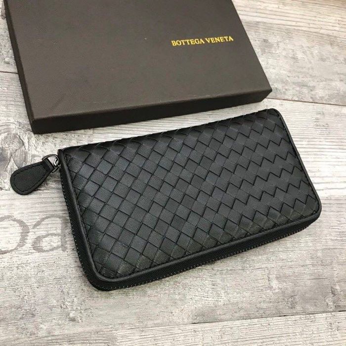 Чоловічий шкіряний клатч Bottega Veneta на блискавці  кошелек портмоне