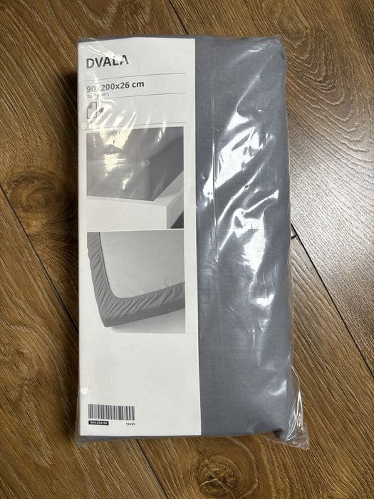 Szare prześcieradło dvala 90x200x26 cm IKEA