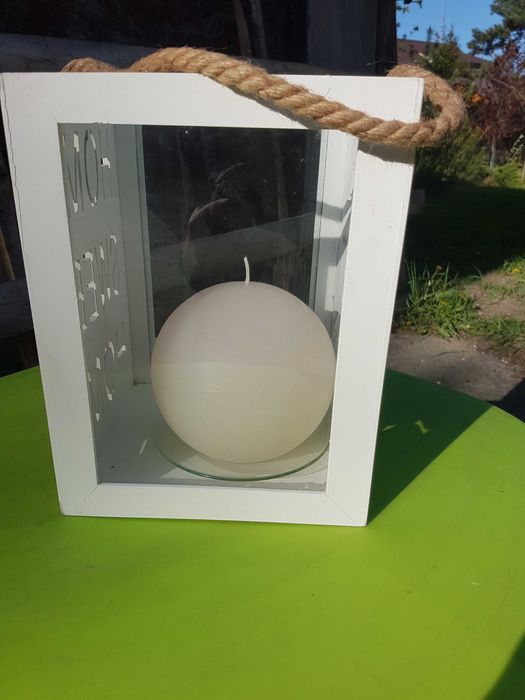 Lampion , świecznik ze świecą