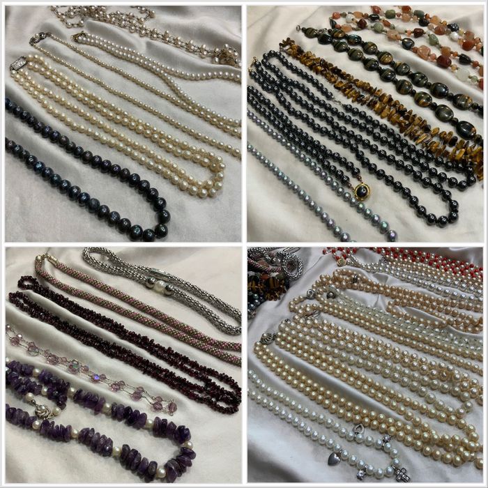 Старовинне Намисто Перли Бусы Жемчуг Аметист Гранат нефріт шунгіт
