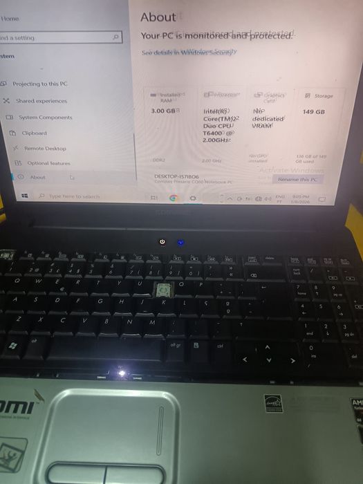 Portátil HP Compaq CQ60 em pleno funcionamento