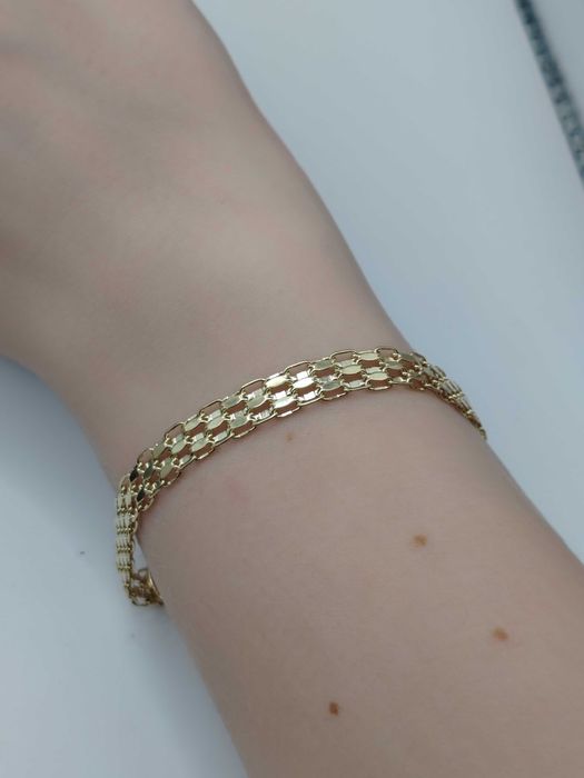 NOWA Złota Bransoletka Siatka 17cm / Złoto 585