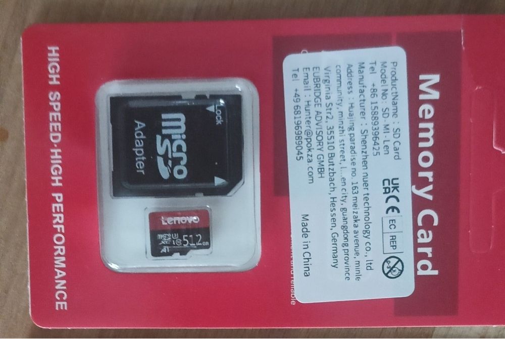 Lenovo 512 GB karta pamięci MicroSD z adapterem
