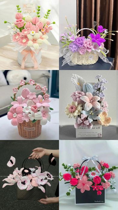 Букети квіти ручної роботи з синельного дроту