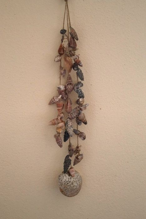 Pendente, decoração de parede macrame búzios conchas