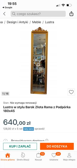 Lustro zlota rama