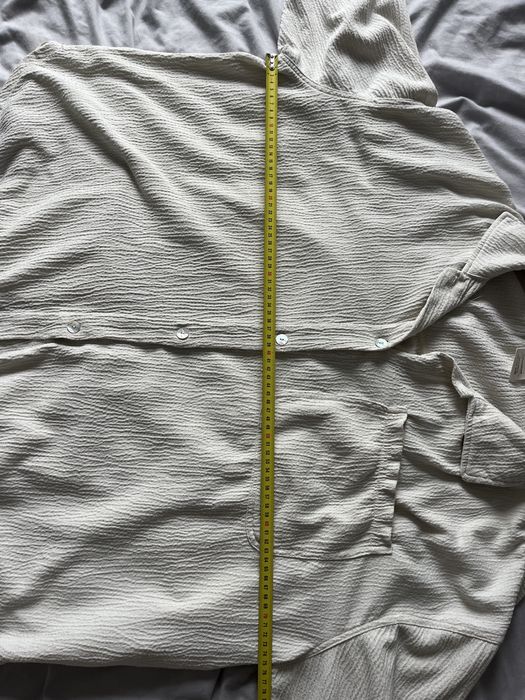 Biała kremowa duża szeroka muślinowa prążkowana koszula oversize unise