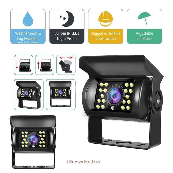 Kit Câmara de Marcha-atrás 12V-24V + Monitor LCD 7" HD (Novo na Caixa)