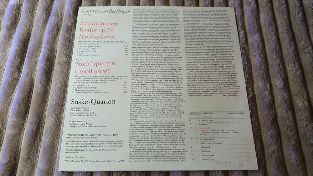 Winyl Ludwig van Beethoven - Gesamtausgabe  Suske-Quartett  Ideał !!