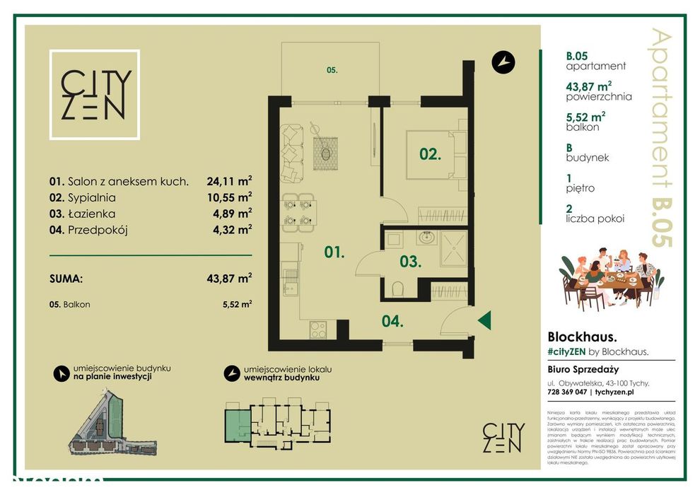 2-pokojowe mieszkanie 43m2 + balkon Bezpośrednio