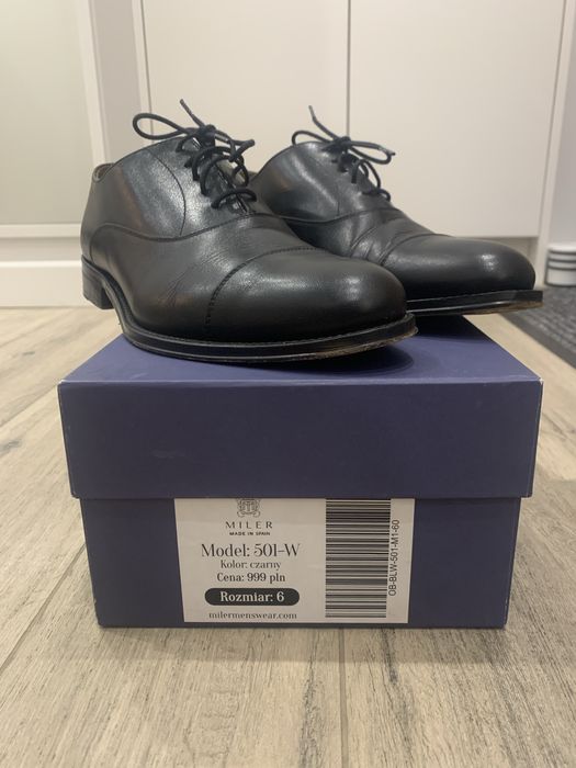 Pantofle Oxford Miler Menswear skóra szerokie