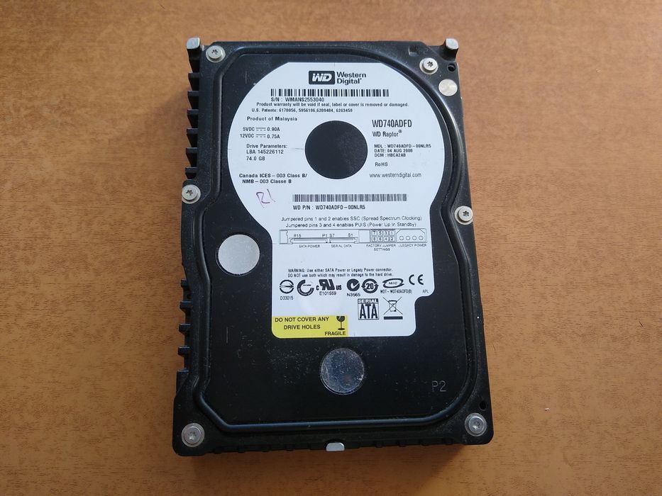 легендарный НЕ рабочий винт WD740ADFD Raptor 10000 оборотов