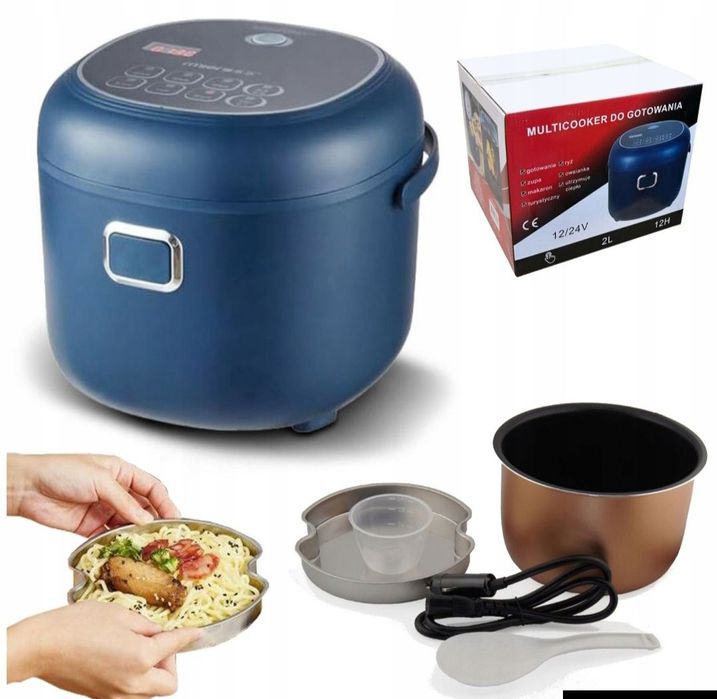 RYŻOWAR samochodowy 2L MULTICOOKER turystyczny 12V 24V TIR bus LCD tim