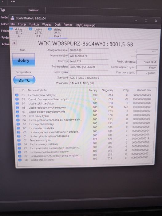 NOWY dysk twardy HDD Western Digital Purple (WD Purple) o pojemności 8 TB