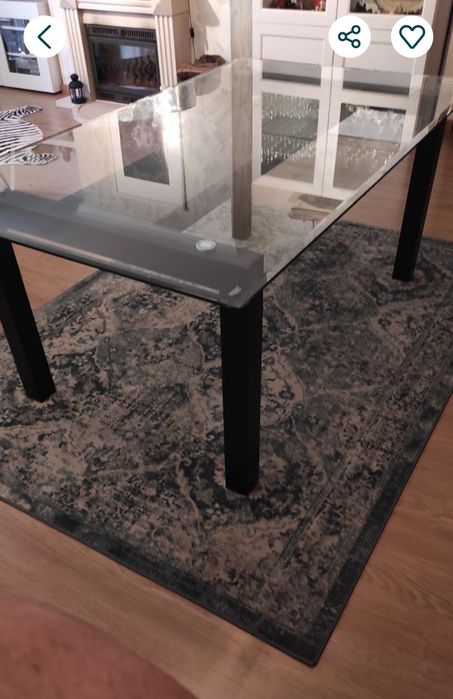 Mesa de jantar em vidro e wengué preto 183x107cm