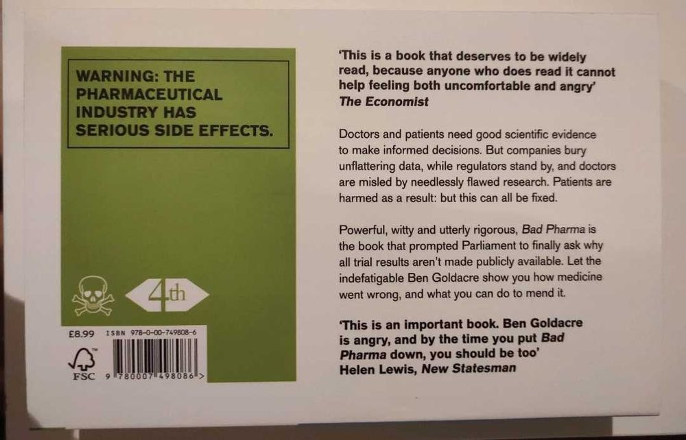 Ben Goldacre Bad Pharma (Novo-PORTES INCLUIDOS)