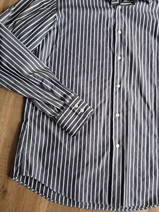 Koszula w paski Hugo Boss 41 L XL czarno biała Bawełniana