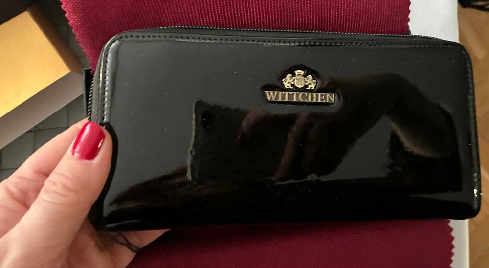 portfel witchen skórzany czarny błyszczący
