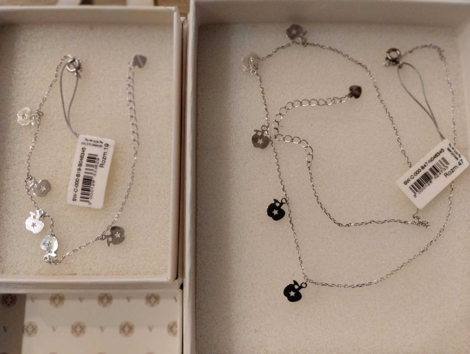 Verona nowy srebrny zestaw naszyjnik+bransoletka