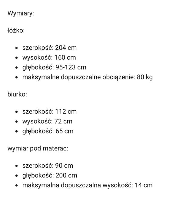 Łóżko antresola 90×200 + biurko + szafa + regały