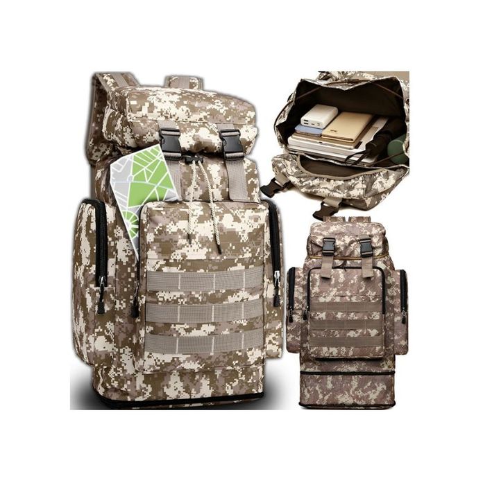 Plecak Militarny Taktyczny 50L Beżowy Surwiwal Duży Na Biwak Moro