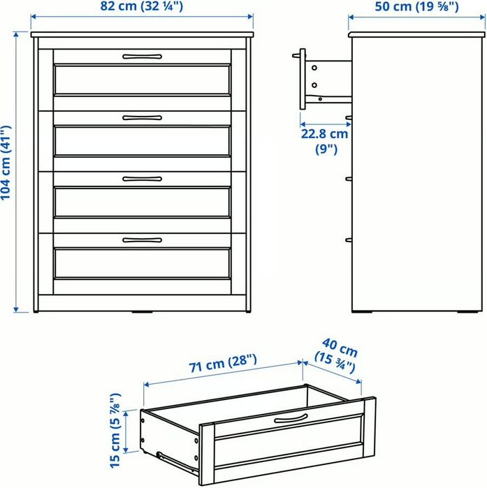 Ikea SONGESAND Komoda, 4 szuflady, biały, 82x104 cm