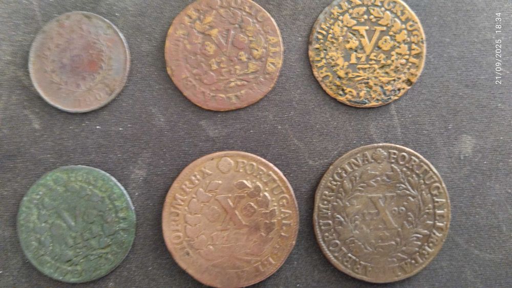 6 Moedas de 5 e 10 Reis 1754 a 1901