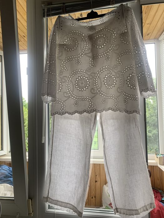 Льяні штани блуза з провою