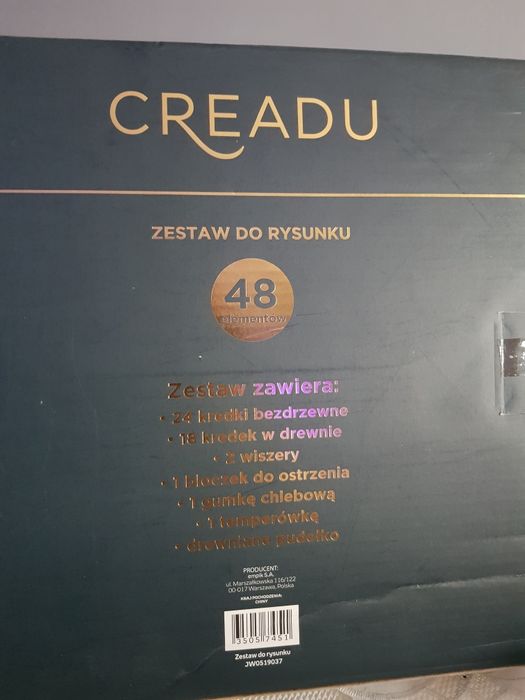 Creadu zestaw do rysunku szkicu kredki pastele kuferek drewniany