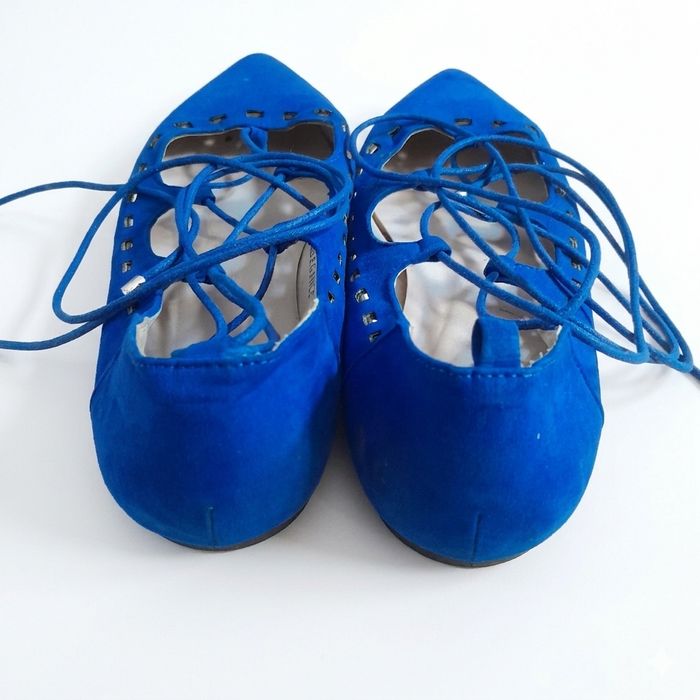 Baleriny niebieskie chabrowe wiązane