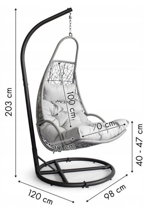 Wiszący fotel wolnostojący z poduszką
