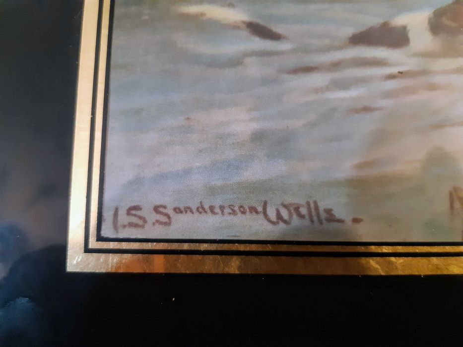 Quadro anos 1950, gravura Caça às Raposas,excelente estado conservação