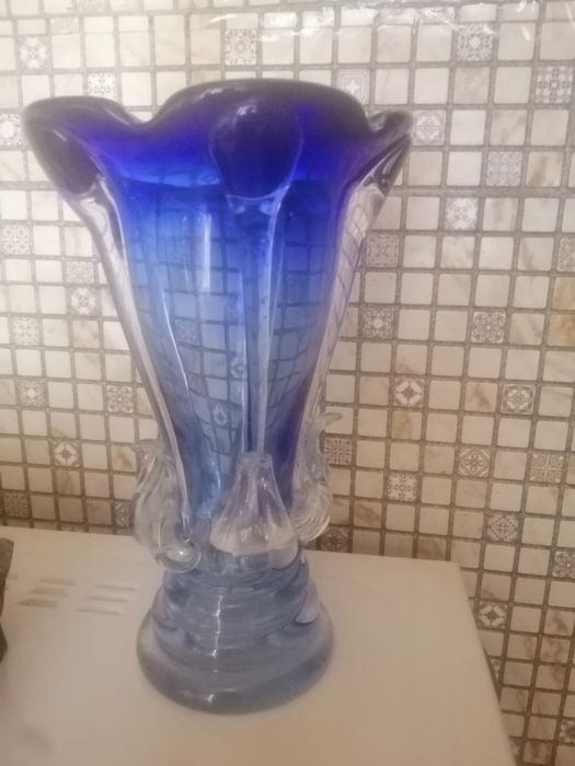 Ваза кобальт синее стекло