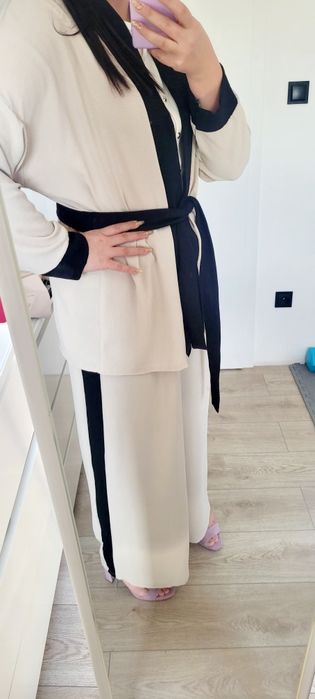 Komplet beżowy garnitur damski elegancki xxxl beżowy