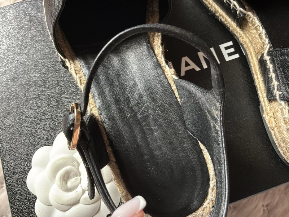 Chanel Czarne Espadryle 37 Oryginalne Pełny Komplet